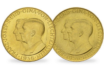 Liechtensteiner Doppelporträit: 50 und 25 Franken in Gold